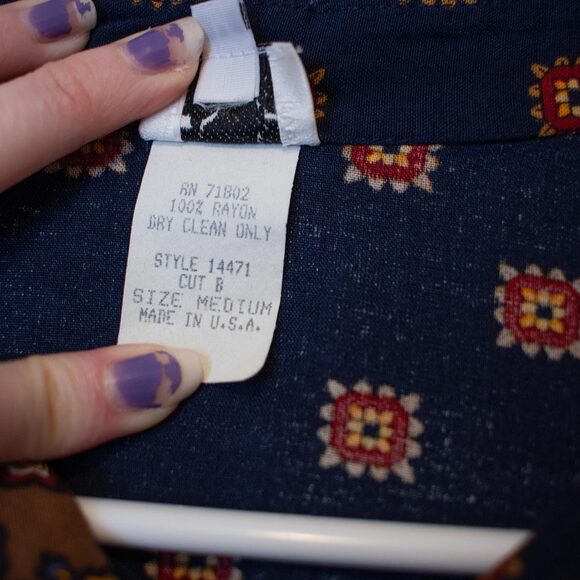 Eclectic VTG F Stop Shirt Mixed Patchwork Print Western Button M | True Autumn - Picture 7 of 8